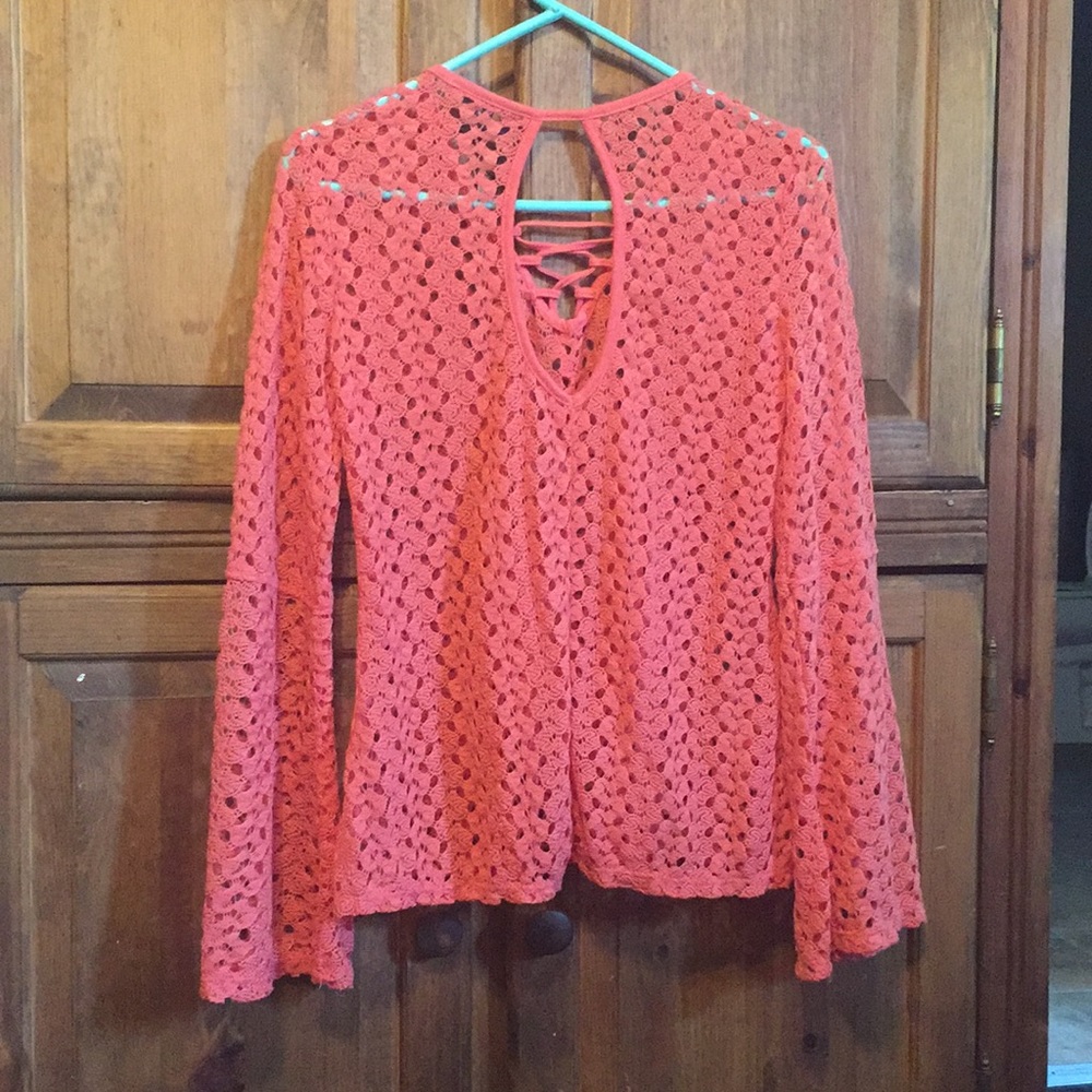 NWT Macy’s No Comment Crocheted Bell Slv Top - Picture 5 of 13